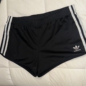 Adidas Women's Black Athletic Shorts with White Stripes